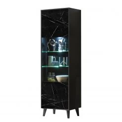 Jack & Alice Vitrine Fintel - Imitation marbre noir / Noir - Hauteur : 199 cm