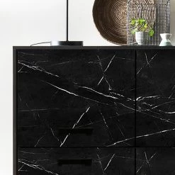 Jack & Alice Buffet Fintel I - Imitation marbre noir / Noir -Meubles de salle à manger Soldes Magasin 1000307056 211110 082346000118 DETAILS P000000001000307056