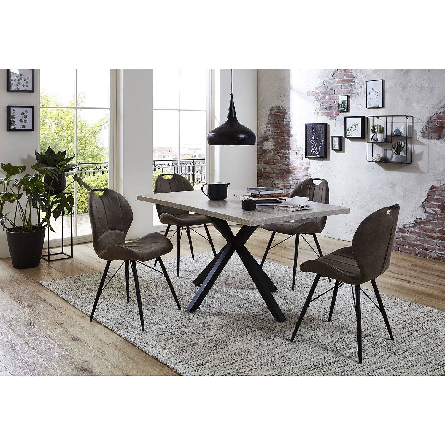 Loftscape Chaise capitonnée Glin - Marron clair - Lot de 2 2 Loftscape Chaise capitonnée Glin - Marron clair - Lot de 2 – Image 2