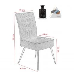 Loftscape Chaises capitonnées Copine (lot de 2) - Gris vintage 11 Loftscape Chaises capitonnées Copine (lot de 2) - Gris vintage -Meubles de salle à manger Soldes Magasin 1000309936 211117 17063500614 SKETCH DETAILS P000000001000309936 sketch