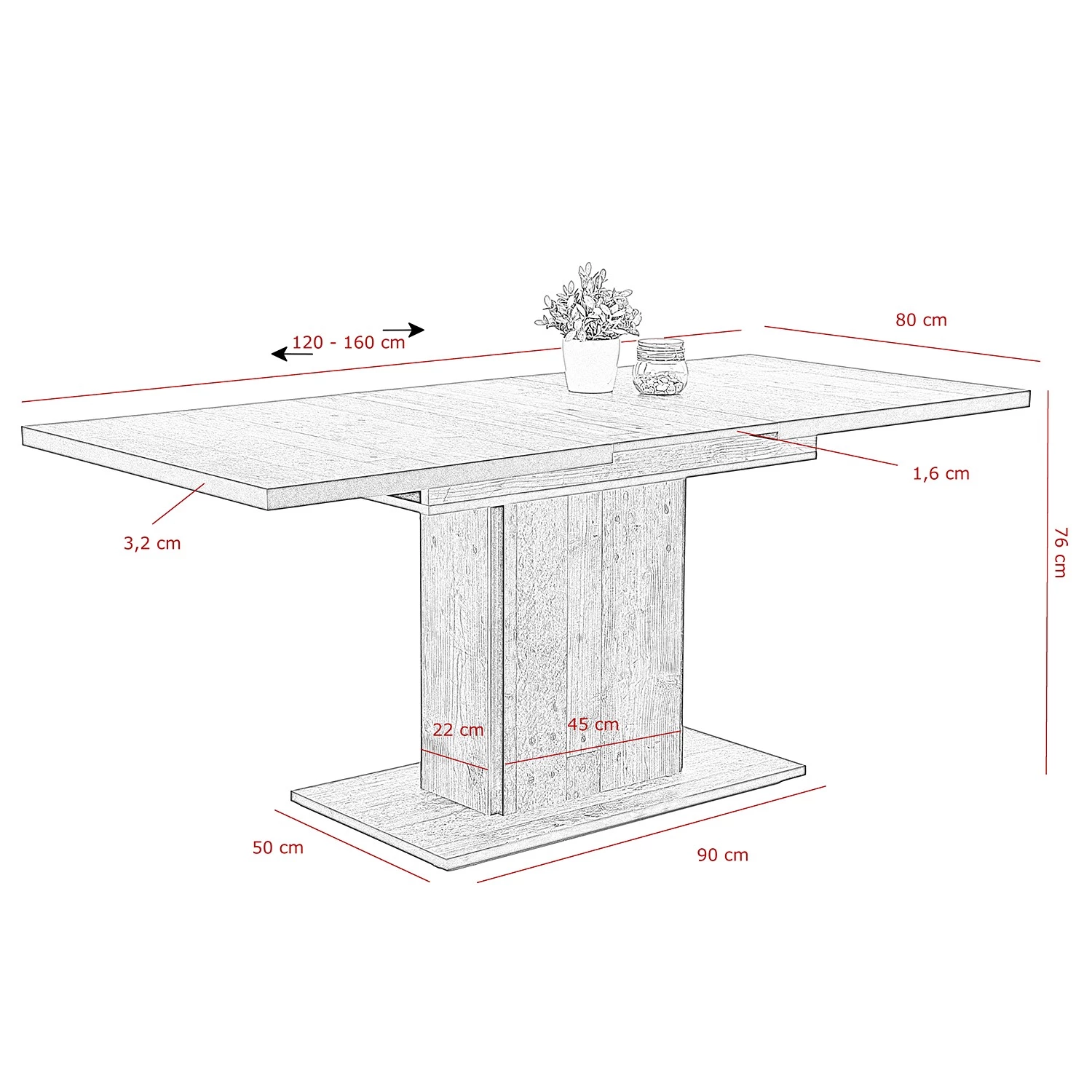 Loftscape Table Aton II - (Extensible) Imitation chêne artisan / Noir 8 Loftscape Table Aton II - (Extensible) Imitation chêne artisan / Noir – Image 8