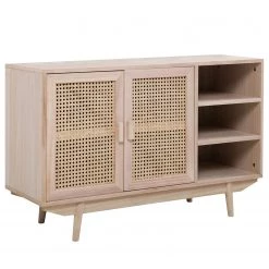 Norrwood Buffet Pini II - Cannage / Placage en bois véritable - Naturel / Paulownia