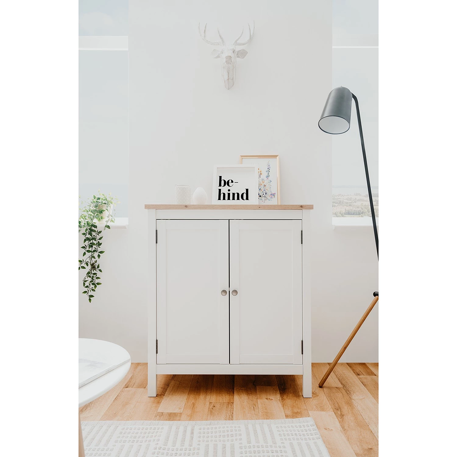 Ridgevalley Buffet Bombita - Blanc / Imitation chêne artisan 2 Ridgevalley Buffet Bombita - Blanc / Imitation chêne artisan – Image 2