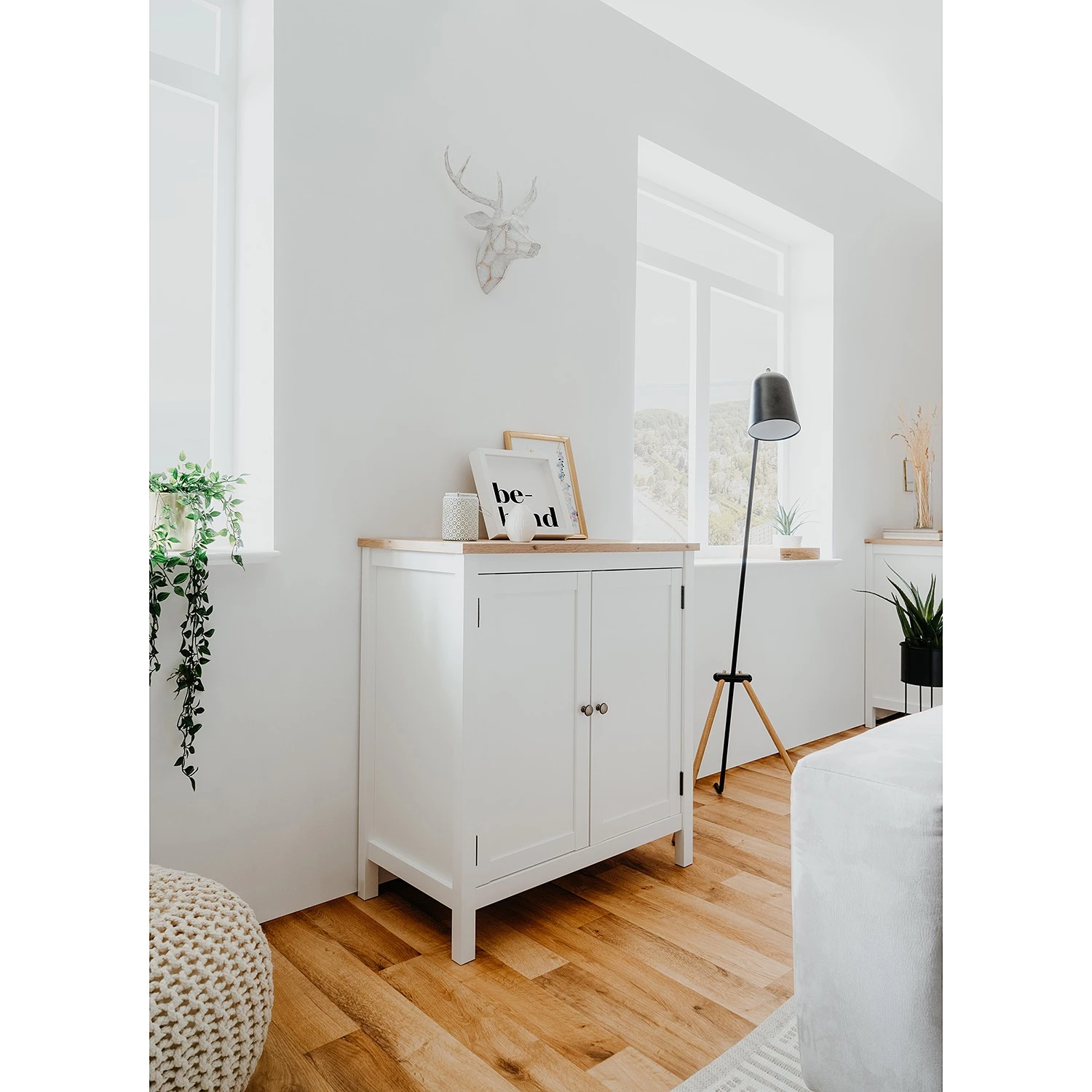 Ridgevalley Buffet Bombita - Blanc / Imitation chêne artisan 3 Ridgevalley Buffet Bombita - Blanc / Imitation chêne artisan – Image 3