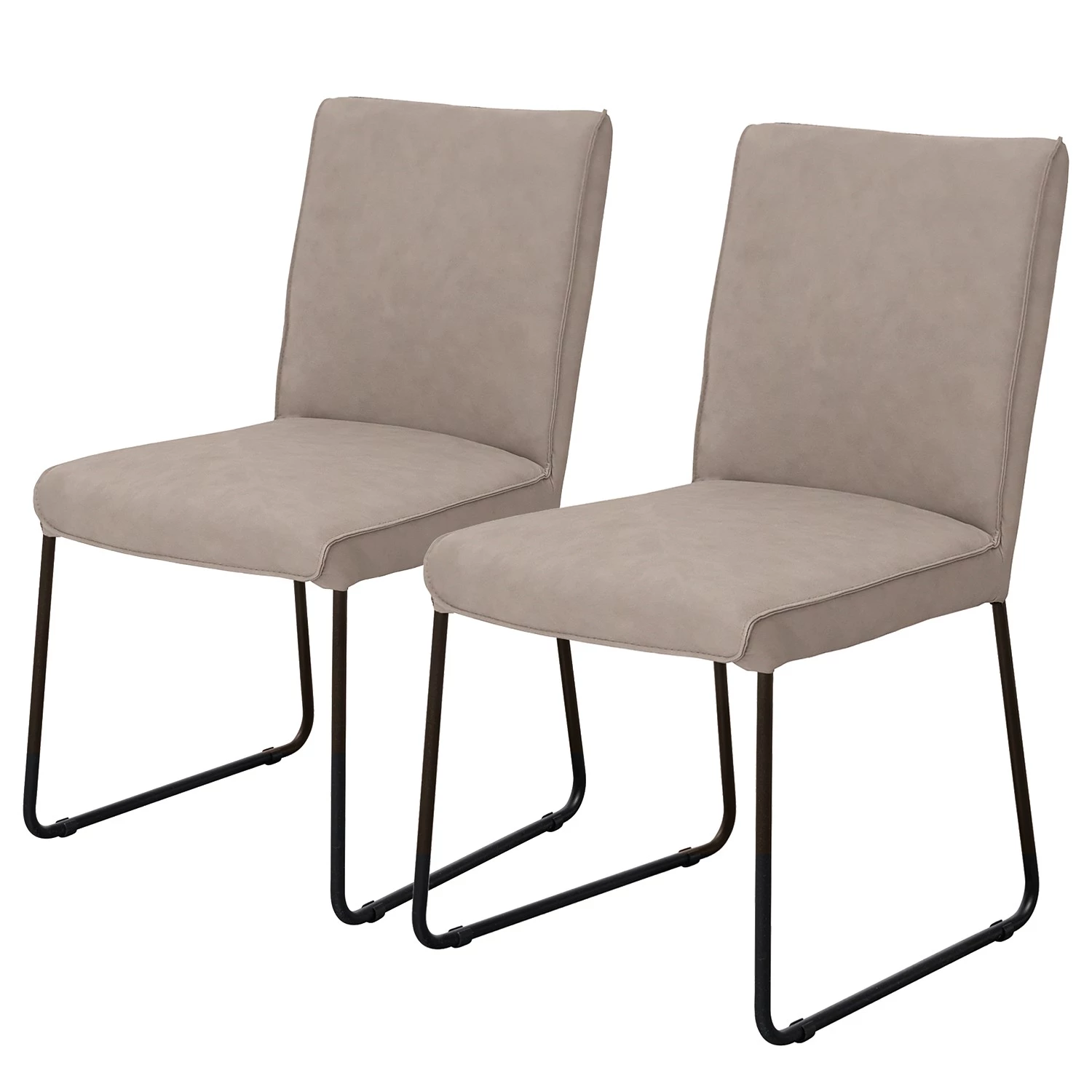Now! by hülsta Chaises Hülsta now S23 II (lot de 2) - Imitation cuir / Acier - Taupe / Noir 1 Now! by hülsta Chaises Hülsta now S23 II (lot de 2) - Imitation cuir / Acier - Taupe / Noir