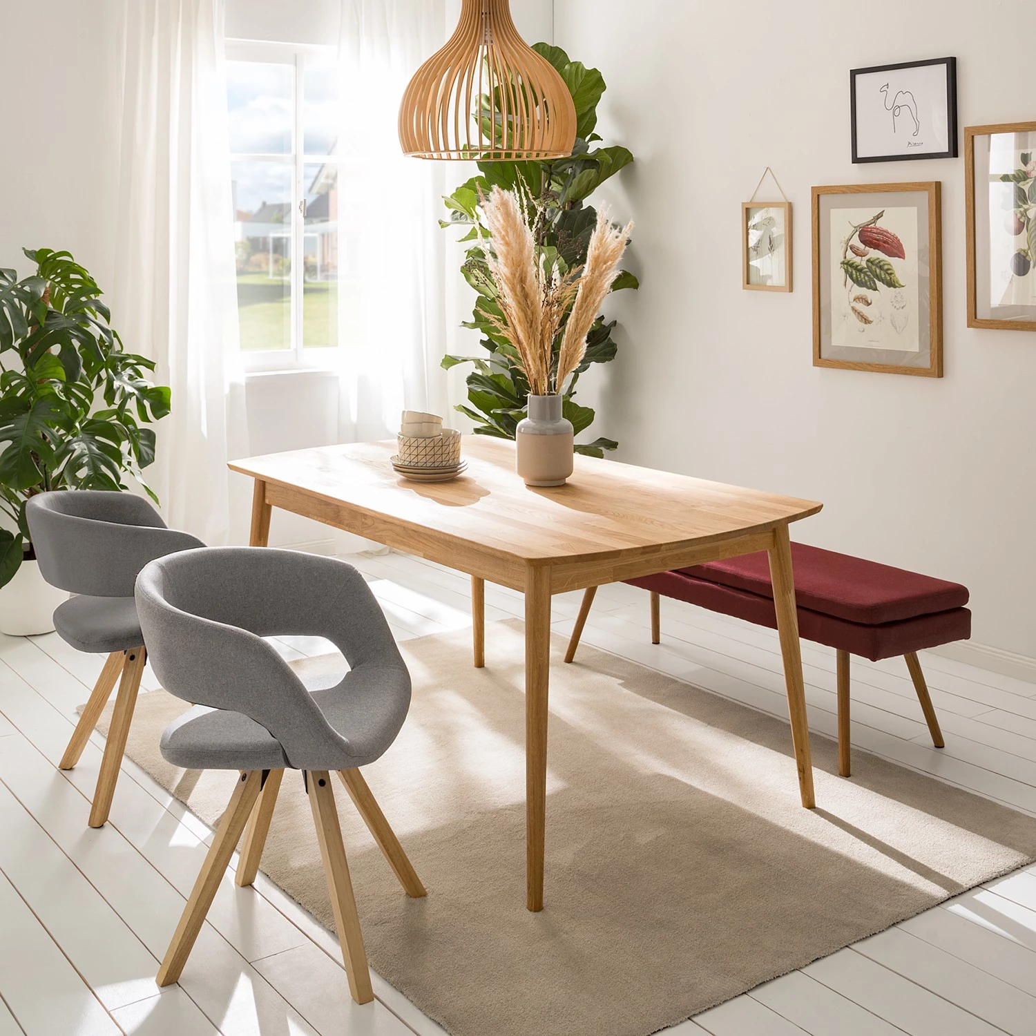 Mørteens Chaise à accoudoirs Buggio - Tissu / Hévéa massif - Tissu Cors: Granite - Lot de 2 3 Mørteens Chaise à accoudoirs Buggio - Tissu / Hévéa massif - Tissu Cors: Granite - Lot de 2 – Image 3