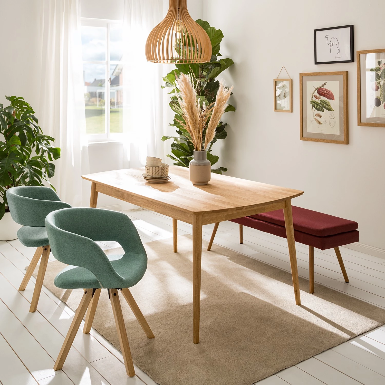 Mørteens Chaise à accoudoirs Buggio - Tissu / Hévéa massif - Tissu Cors: Gris menthe - Lot de 2 3 Mørteens Chaise à accoudoirs Buggio - Tissu / Hévéa massif - Tissu Cors: Gris menthe - Lot de 2 – Image 3