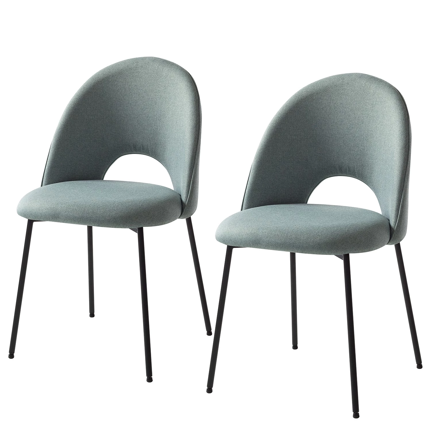 Mørteens Chaise capitonnée Ikley - Tissu / Métal - Noir - Gris menthe - Lot de 2 1 Mørteens Chaise capitonnée Ikley - Tissu / Métal - Noir - Gris menthe - Lot de 2