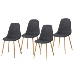 Mørteens Chaise capitonnée Iskmo II - Anthracite - Lot de 4