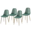 Jack & Alice Chaise capitonnée Iskmo VIII - Velours / Metall - Imitation chêne - Vert menthe - Lot de 4