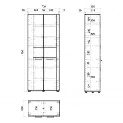 Loftscape Vitrine Mantador - Blanc -Meubles de salle à manger Soldes Magasin 1000312626 211216 12071300617 SKETCH DETAILS P000000001000312626 sketch