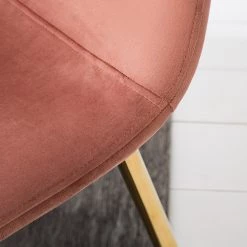 Jack & Alice Chaise Yoyce II - Velours / Métal - Doré - Velours Tiru: Saumon - Lot de 4 -Meubles de salle à manger Soldes Magasin 1000312631 211206 08175300078 DETAILS P000000001000312631