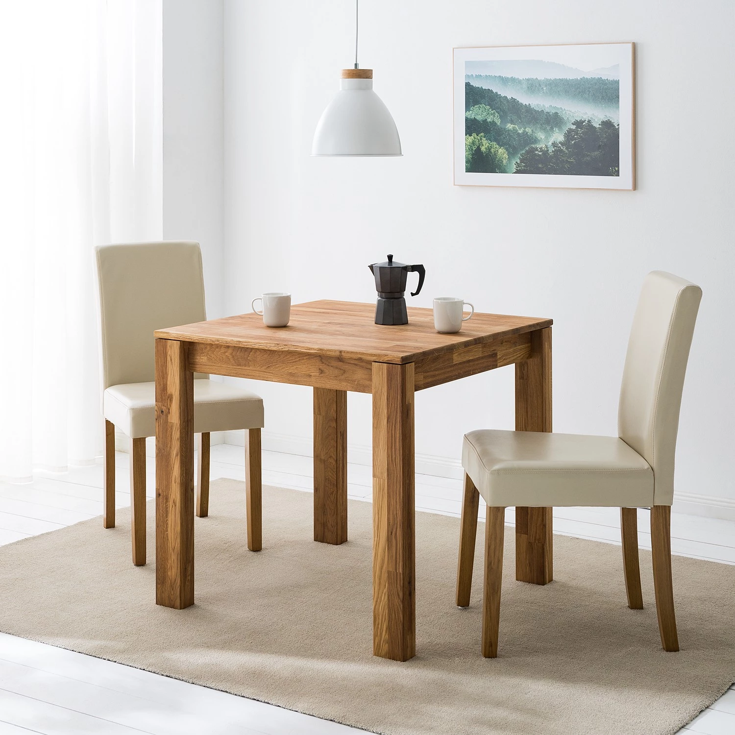 Ars Natura Chaise capitonnée Nella I - Beige - Lot de 4 2 Ars Natura Chaise capitonnée Nella I - Beige - Lot de 4 – Image 2