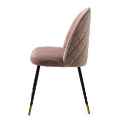 Jack & Alice Chaise capitonnée Farum - Velours / Acier - Noir - Velours Zala: Rose vieilli - Lot de 2 -Meubles de salle à manger Soldes Magasin 1000313393 211208 12180300047 DETAILS P000000001000313393