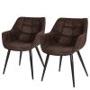 Mørteens Chaise à accoudoirs Lamppi II - microfibre / Métal - Expresso - Lot de 2