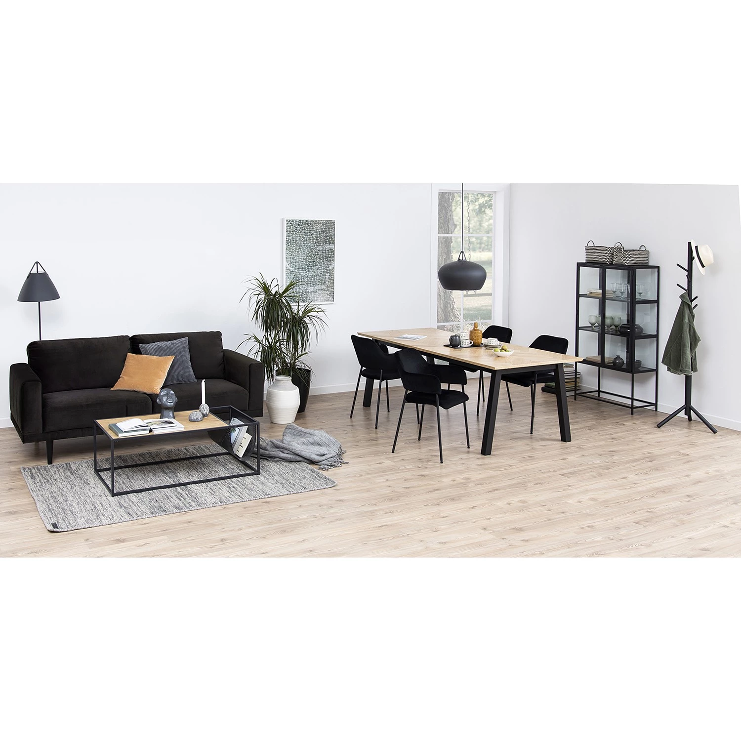 Red Living Vitrine Coogee - Noir / Imitation chêne brun noir - Hauteur : 150 cm 4 Red Living Vitrine Coogee - Noir / Imitation chêne brun noir - Hauteur : 150 cm – Image 4