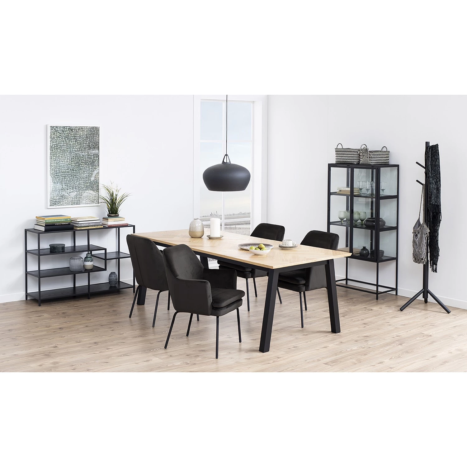 Red Living Vitrine Coogee - Noir / Imitation chêne brun noir - Hauteur : 150 cm 5 Red Living Vitrine Coogee - Noir / Imitation chêne brun noir - Hauteur : 150 cm – Image 5