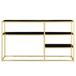 Jack & Alice Étagère Nooble II - Manguier massif / Métal - Manguier noir / Doré -Meubles de salle à manger Soldes Magasin 1000315445 220427 040 DETAILS P000000001000315445