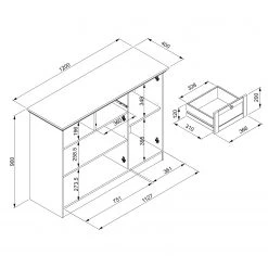 Norrwood Commode Woodland I - Anthracite -Meubles de salle à manger Soldes Magasin 1000316615 211221 114545000593 SKETCH DETAILS P000000001000316615 sketch
