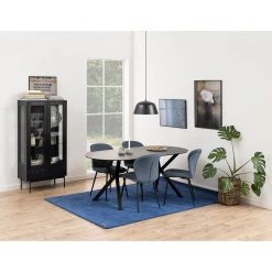 Loftscape Chaises capitonnées Koriella (lot de 2) - Velours côtelé / Fer - Gris / Noir -Meubles de salle à manger Soldes Magasin 1000319599 220128 1257100021 MOOD DETAILS P000000001000319599 mood