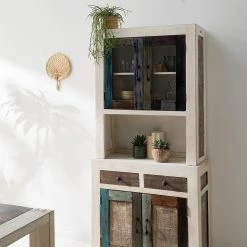 Wolf-Möbel Vaisselier Goa White - Partiellement en manguier massif - Manguier vintage blanc -Meubles de salle à manger Soldes Magasin 1000326948 220621 030 DETAILS P000000001000326948