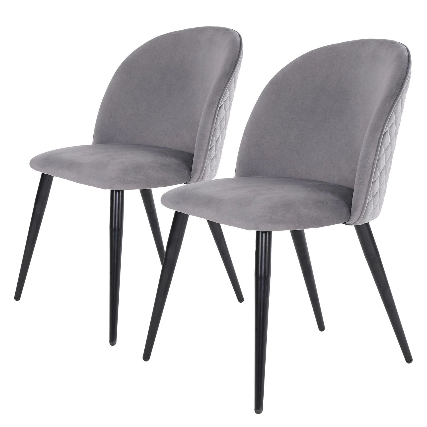 Chaises capitonnées Ruxby (lot de 2) - Gris 1 Chaises capitonnées Ruxby (lot de 2) - Gris
