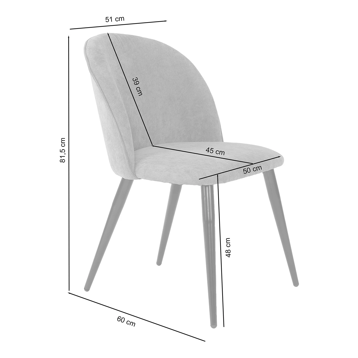 Chaises capitonnées Ruxby (lot de 2) - Gris 8 Chaises capitonnées Ruxby (lot de 2) - Gris – Image 8