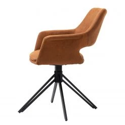 Loftscape Chaises à accoudoirs Moala I (lot de 2) - Microfibre / Acier - Marron vintage / Noir -Meubles de salle à manger Soldes Magasin 1000329355 220203 16142000040 DETAILS P000000001000329355