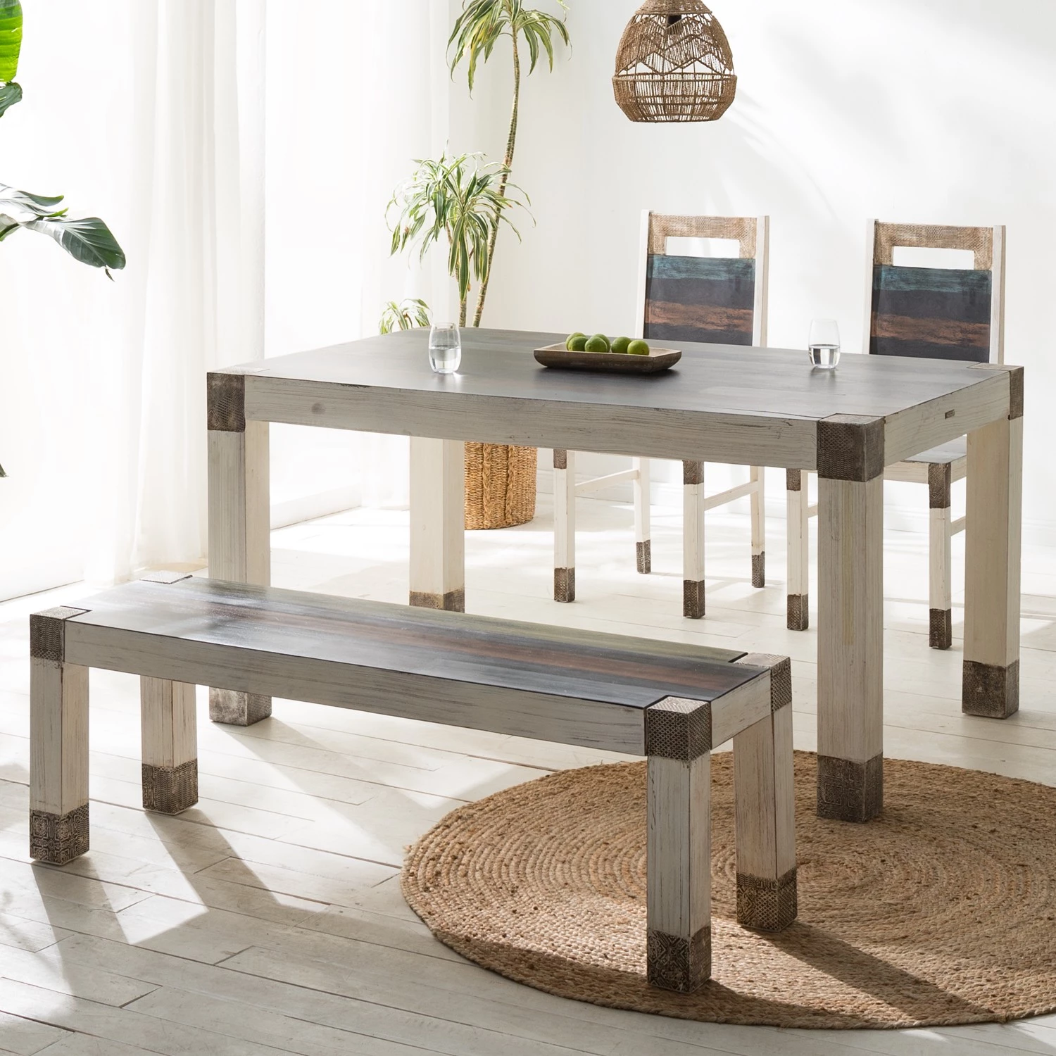 Wolf-Möbel Salle à manger Goa White (4 éléments) - Partiellement en manguier massif - Manguier vintage blanc 1 Wolf-Möbel Salle à manger Goa White (4 éléments) - Partiellement en manguier massif - Manguier vintage blanc