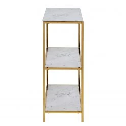 Fredriks Étagère Katori II - Verre / Métal - Imitation marbre blanc / Doré -Meubles de salle à manger Soldes Magasin 1000330565 220208 14503000040 DETAILS P000000001000330565