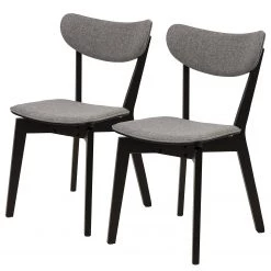 Loftscape Chaises Rigby II (lot de 2) - Tissu / Hévéa massif - Gris / Noir -Meubles de salle à manger Soldes Magasin 1000330926 220223 010 IMAGE P000000001000330926