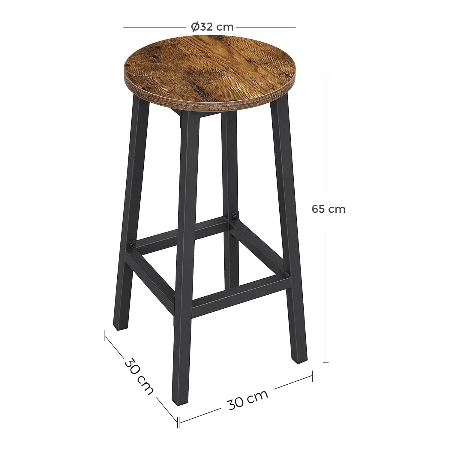 Red Living Tabourets de bar Savar (lot de 2) - Imitation bois recyclé / Noir 7 Red Living Tabourets de bar Savar (lot de 2) - Imitation bois recyclé / Noir – Image 7