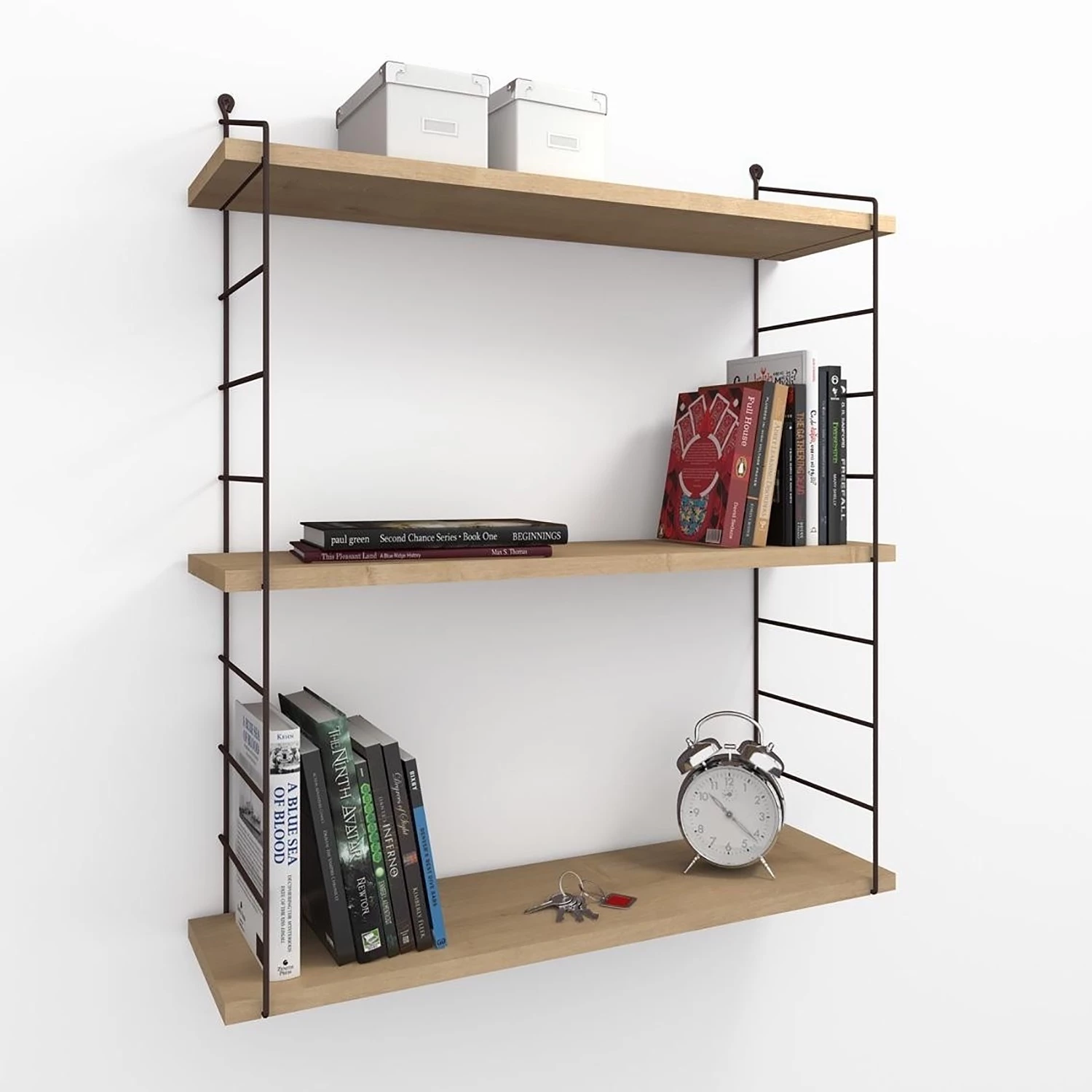 Red Living Étagère murale lPico - Métal - Imitation chêne / Noir 2 Red Living Étagère murale lPico - Métal - Imitation chêne / Noir – Image 2