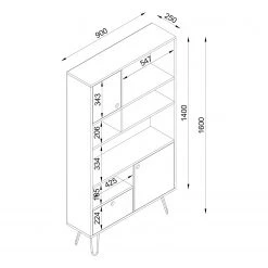 Loftscape Étagère Kerrang - Imitation noyer / Anthracite / Blanc -Meubles de salle à manger Soldes Magasin 1000333719 220302 500 SKETCH DETAILS P000000001000333719 sketch