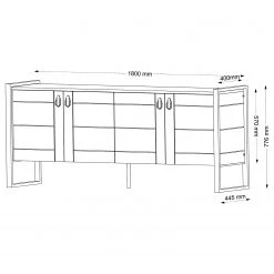 Red Living Buffet Lando - Métal - Imitation noyer / Noir -Meubles de salle à manger Soldes Magasin 1000333722 220302 500 SKETCH DETAILS P000000001000333722 sketch