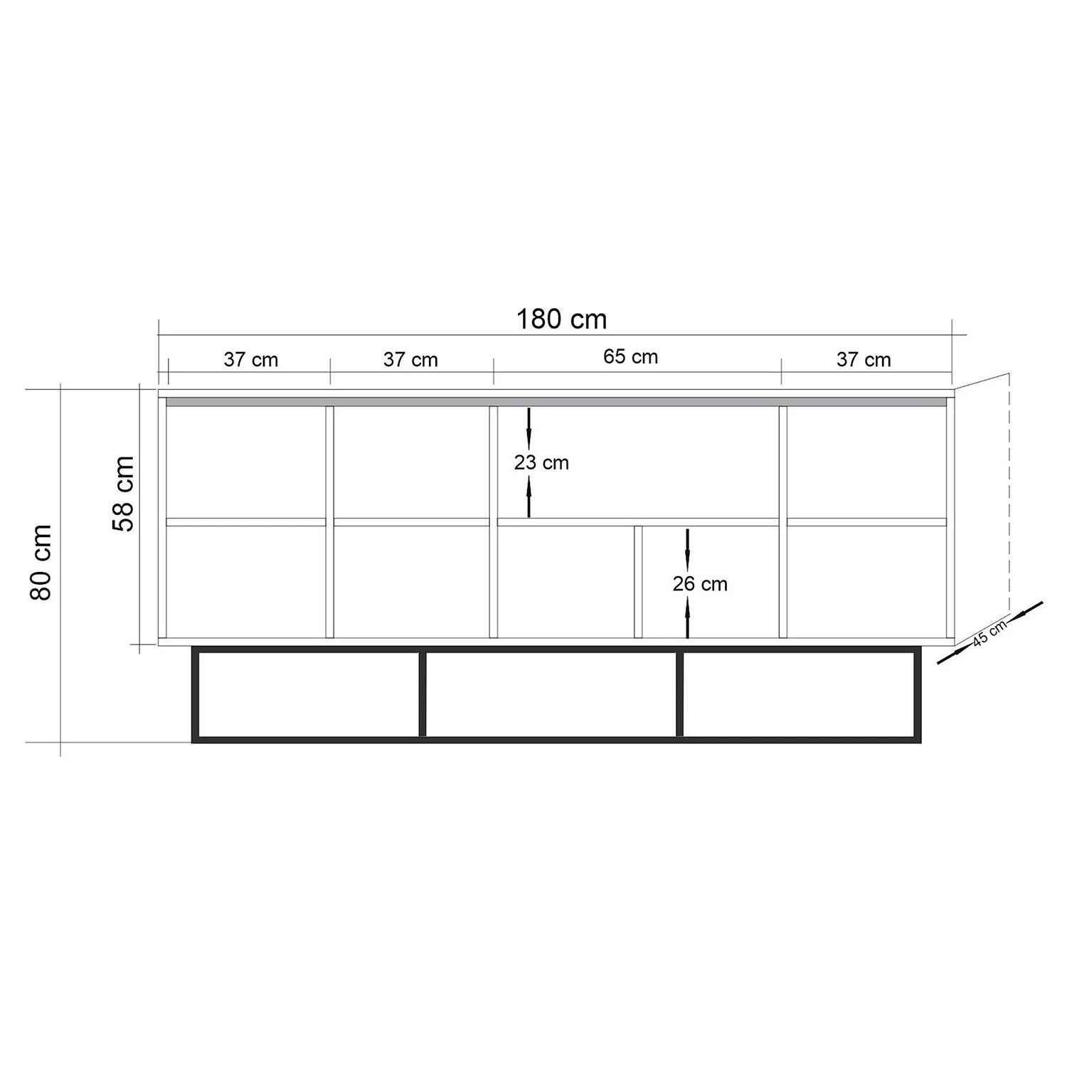 Red Living Buffet Yopal II - Métal - Imitation chêne / Noir 7 Red Living Buffet Yopal II - Métal - Imitation chêne / Noir – Image 7