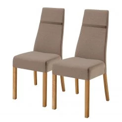 Norrwood Chaises capitonnées Reila (lot de 2) - Cappuccino - Chêne clair
