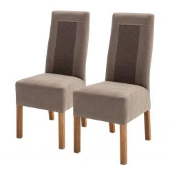 Norrwood Chaises capitonnées Reedy (lot de 2) - Cappuccino - Chêne clair