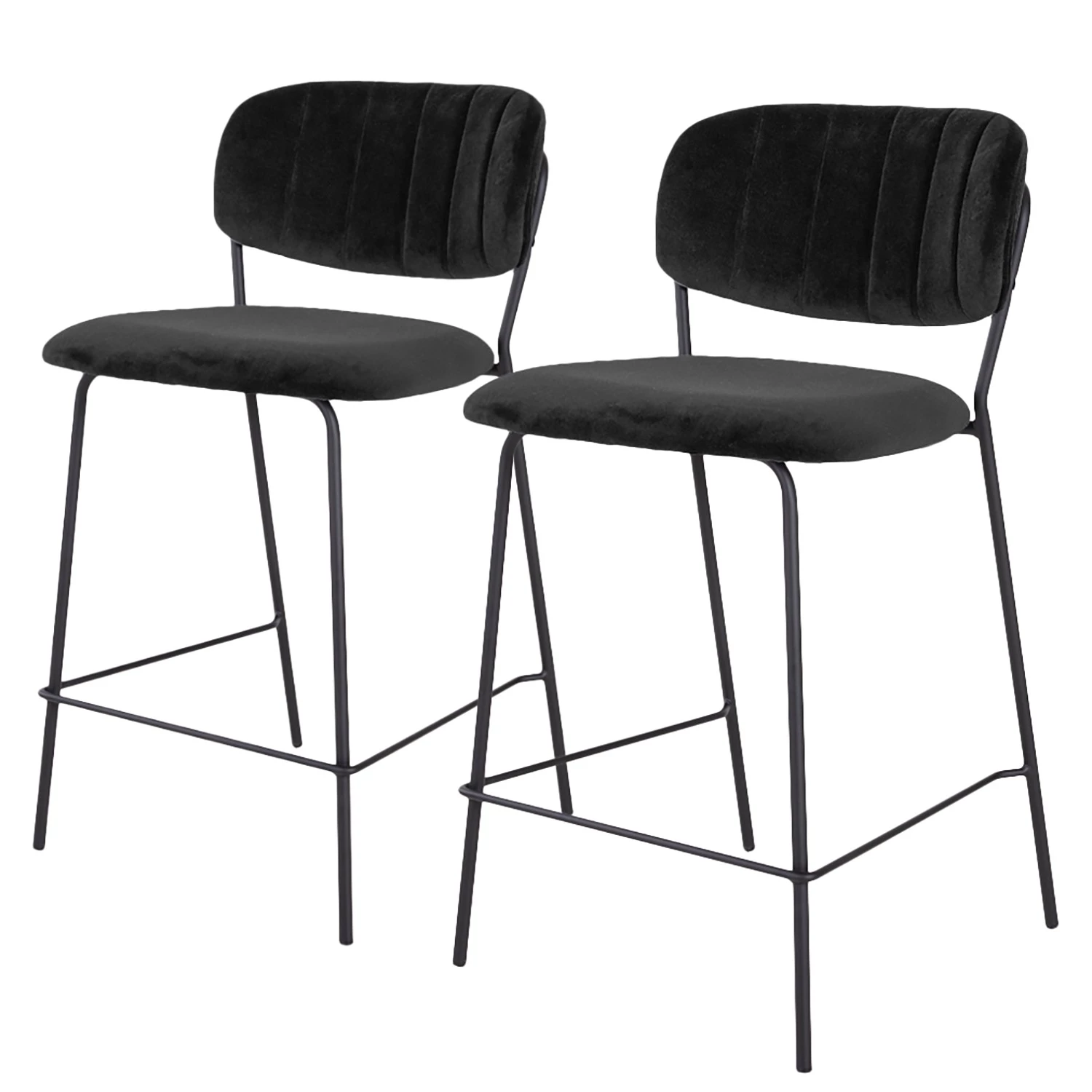Loftscape Chaises de bar Muel II (lot de 2) - Velours / Acier - Noir 1 Loftscape Chaises de bar Muel II (lot de 2) - Velours / Acier - Noir