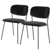 Loftscape Chaises capitonnées Muel II (lot de 2) - Velours / Acier - Noir / Anthracite