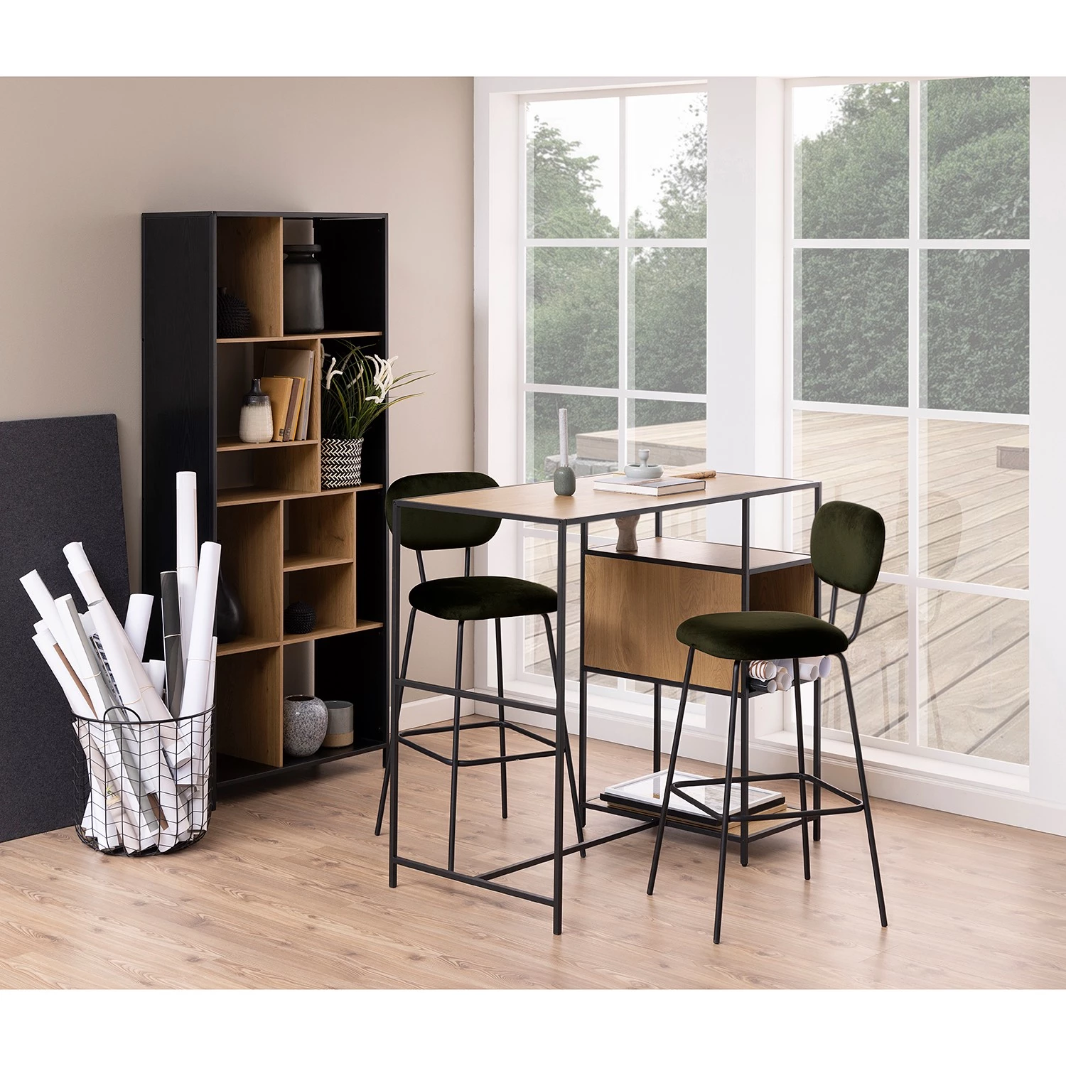 Red Living Table haute Coogee II - Imitation chêne sauvage / Noir 2 Red Living Table haute Coogee II - Imitation chêne sauvage / Noir – Image 2