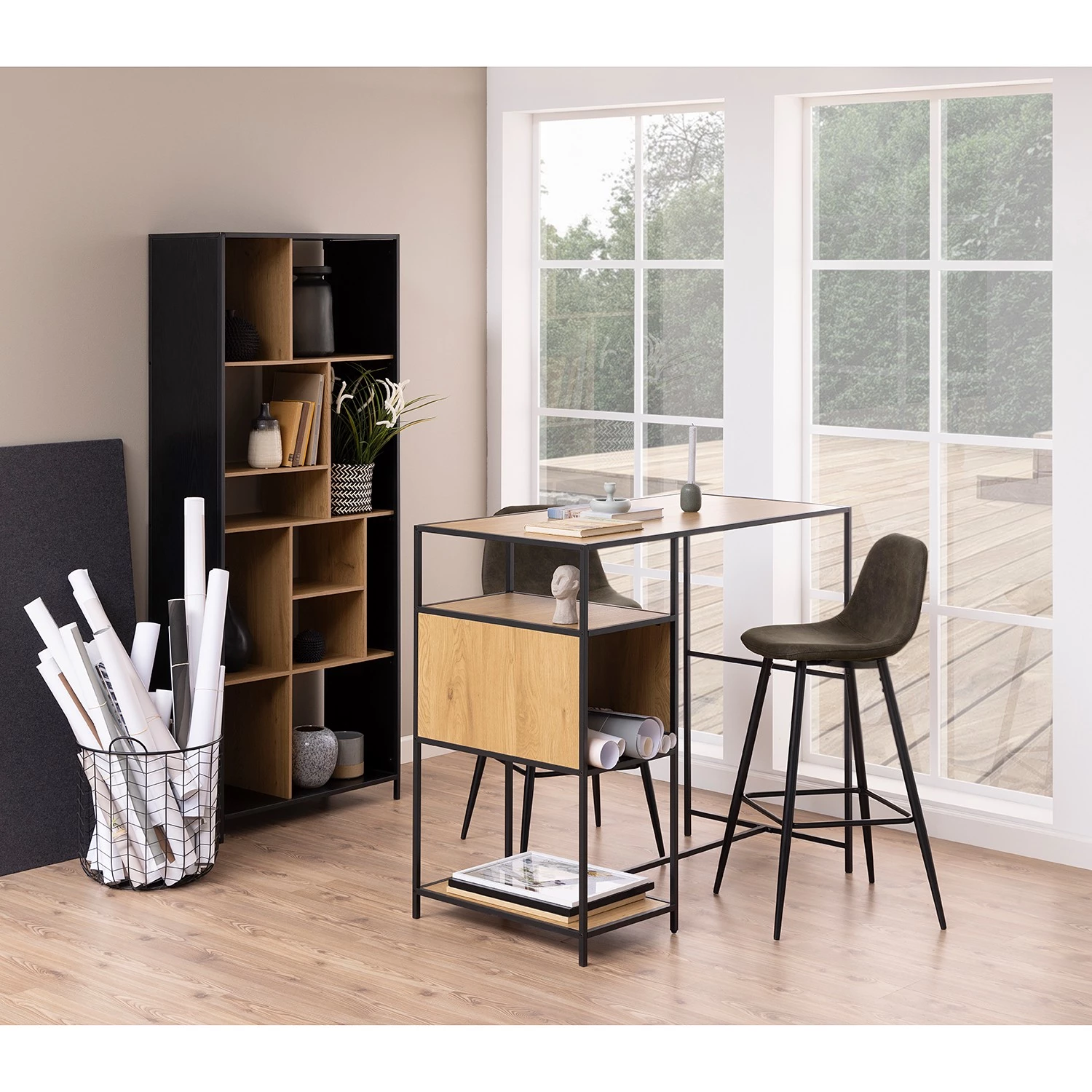 Red Living Table haute Coogee II - Imitation chêne sauvage / Noir 3 Red Living Table haute Coogee II - Imitation chêne sauvage / Noir – Image 3