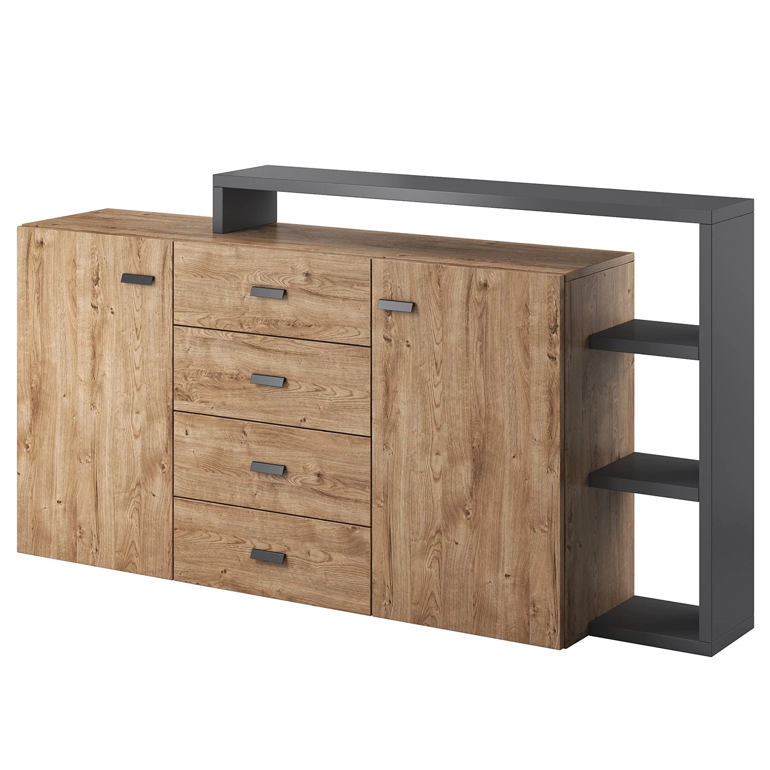 Loftscape Buffet Littor - Anthracite / Imitation chêne 1 Loftscape Buffet Littor - Anthracite / Imitation chêne