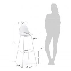 Loftscape Chaises de bar Royale (lot de 2) - Matière plastique et imitation cuir / Acier - Blanc -Meubles de salle à manger Soldes Magasin 1000340179 220414 500 SKETCH DETAILS P000000001000340179 sketch