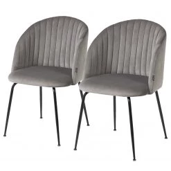 Loftscape Chaises Lumi III (lot de 2) - Velours / Acier - Gris / Noir