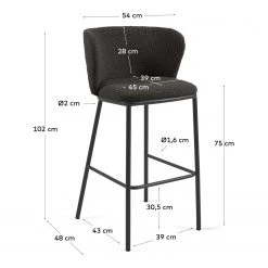 Loftscape Chaises de bar Rovigo (lot de 2) - Gris foncé 17 Loftscape Chaises de bar Rovigo (lot de 2) - Gris foncé -Meubles de salle à manger Soldes Magasin 1000340213 220414 500 SKETCH DETAILS P000000001000340213 sketch