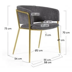 Loftscape Chaises accoudoirs Vilhena V (lot de 2) - Gris -Meubles de salle à manger Soldes Magasin 1000340232 220414 500 SKETCH DETAILS P000000001000340232 sketch