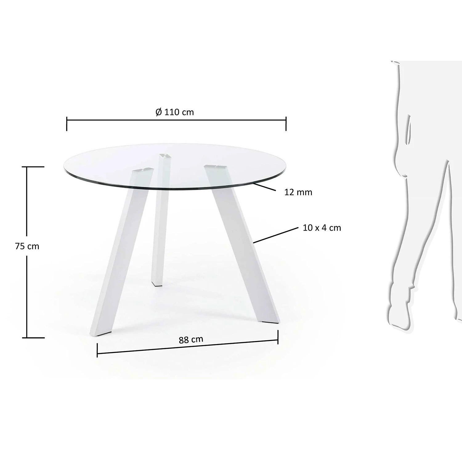 Loftscape Table Colesberg - Verre transparent / Acier - Verre transparent / Blanc 2 Loftscape Table Colesberg - Verre transparent / Acier - Verre transparent / Blanc – Image 2