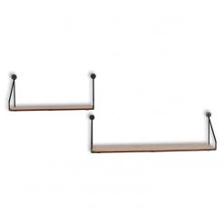 Loftscape Étagères murales Chevron Love (lot de 2) - Métal - Noir / Imitation chêne -Meubles de salle à manger Soldes Magasin 1000341914 220323 030 DETAILS P000000001000341914