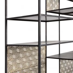 Red Living Étagère Quito - Métal - Laiton vieilli / Noir -Meubles de salle à manger Soldes Magasin 1000342095 220401 050 DETAILS P000000001000342095